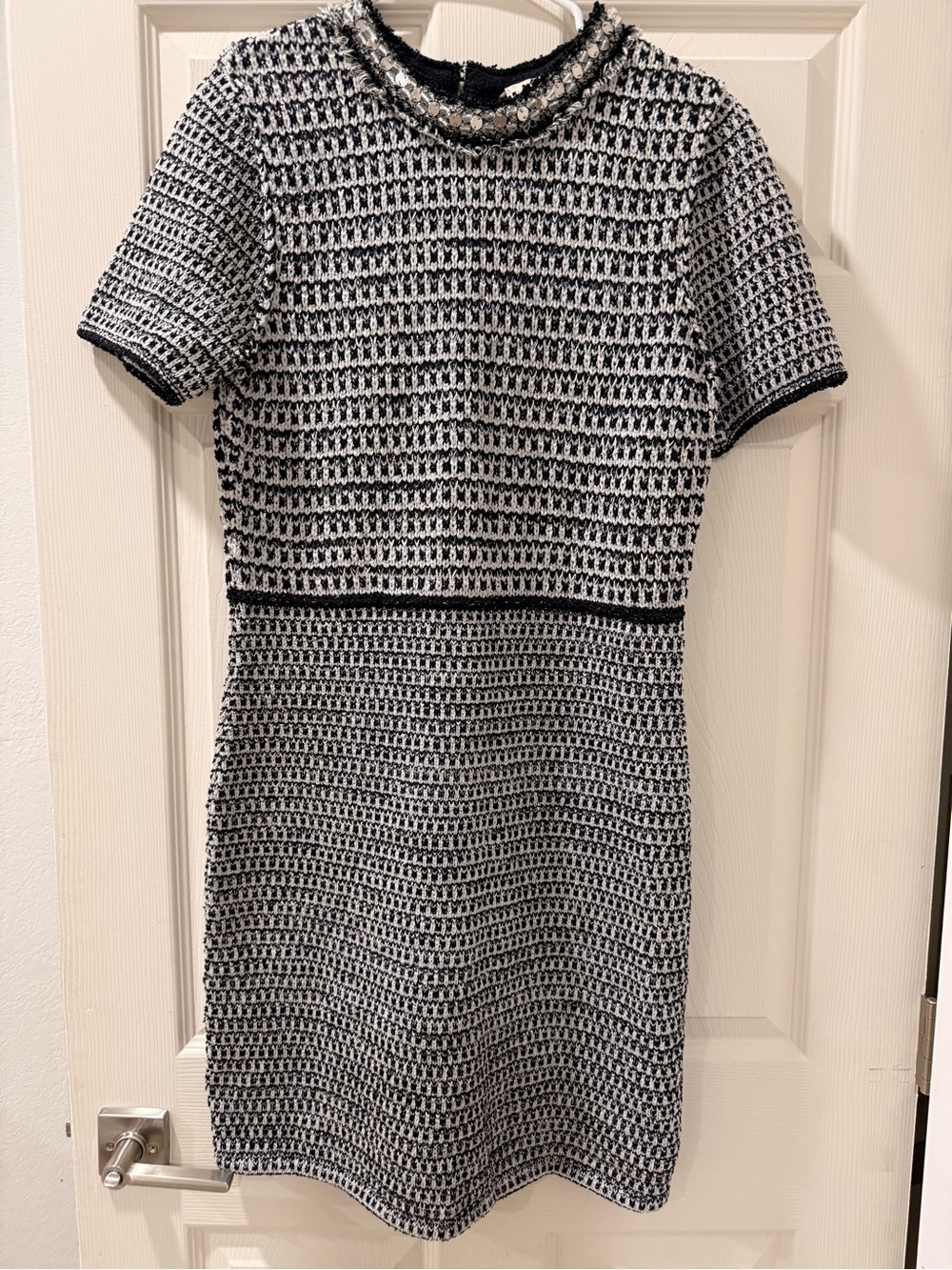 Tory Burch Black and White Short-Sleeve Knit Dress